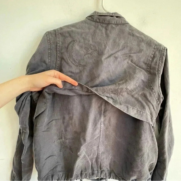 RAILS Rowen Dark Grey Star Embroidery Military Jacket Lightweight Relaxed Fit S - Picture 11 of 14